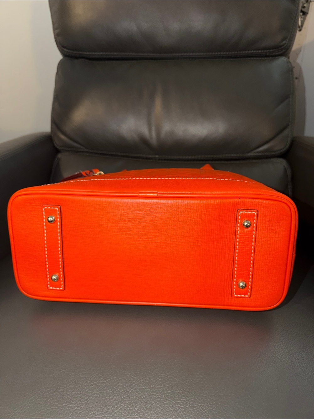 Dooney & Bourke Bright Orange Embossed Leather Tote - Picture 5 of 11